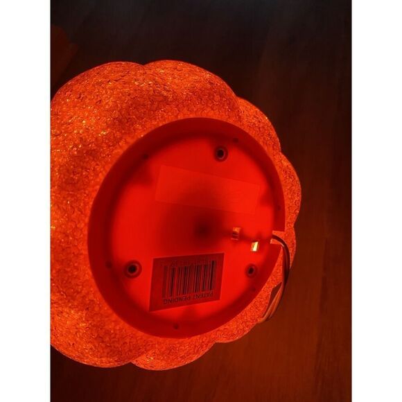 Melted Plastic Popcorn Pumpkin Jack O' Lantern Orange Halloween with Cord/Light - Picture 4 of 9